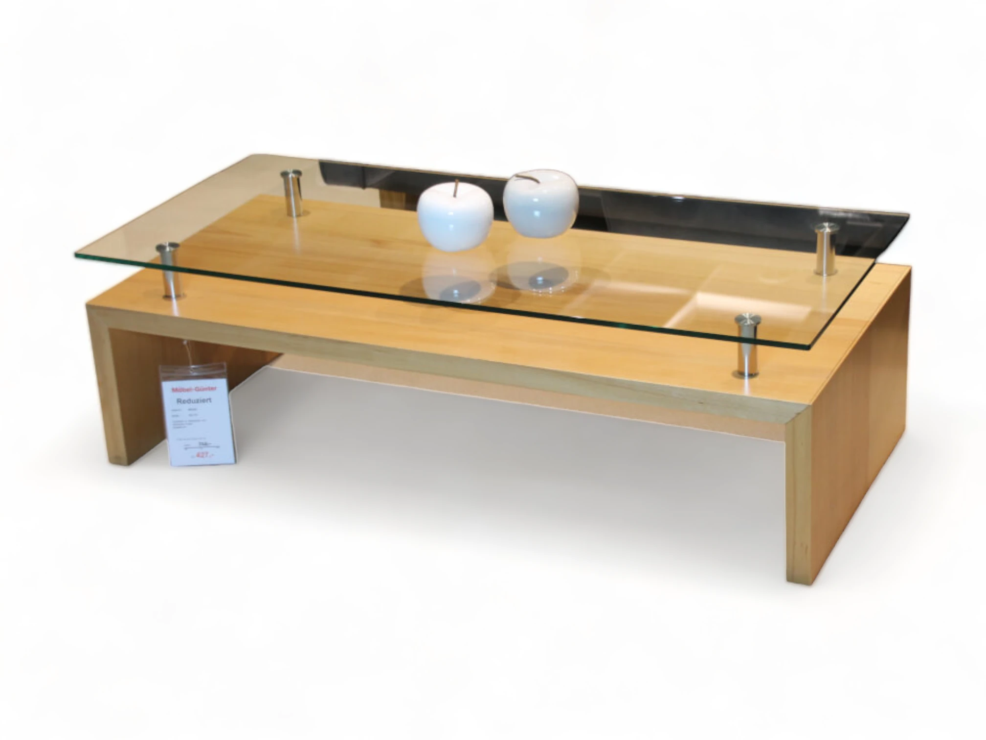 954 754 Couchtisch mit Glasaufsatz